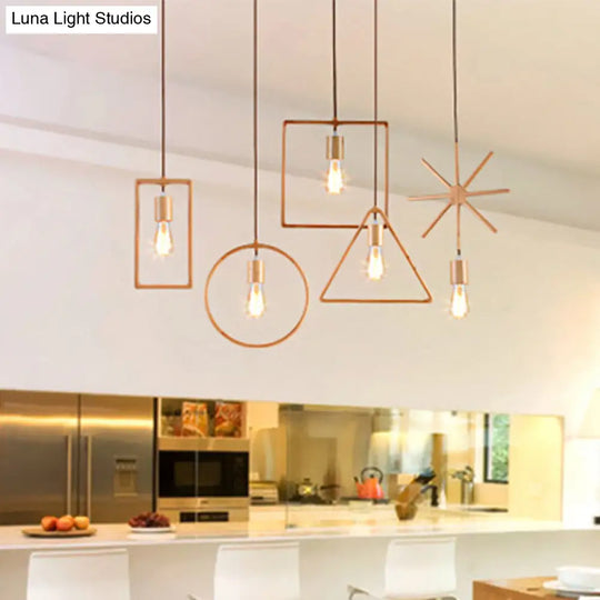 Simplicity Wooden Pendant Light In Beige - Square/Round/Triangle Design 1 Bulb Ideal For Dining Room