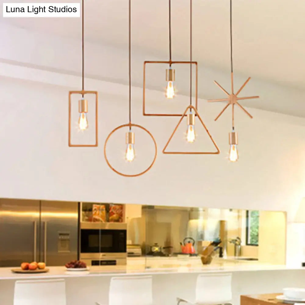 Simplicity Wooden Pendant Light - Square/Round/Triangle Shape Beige 1 Bulb Ideal For Dining Room