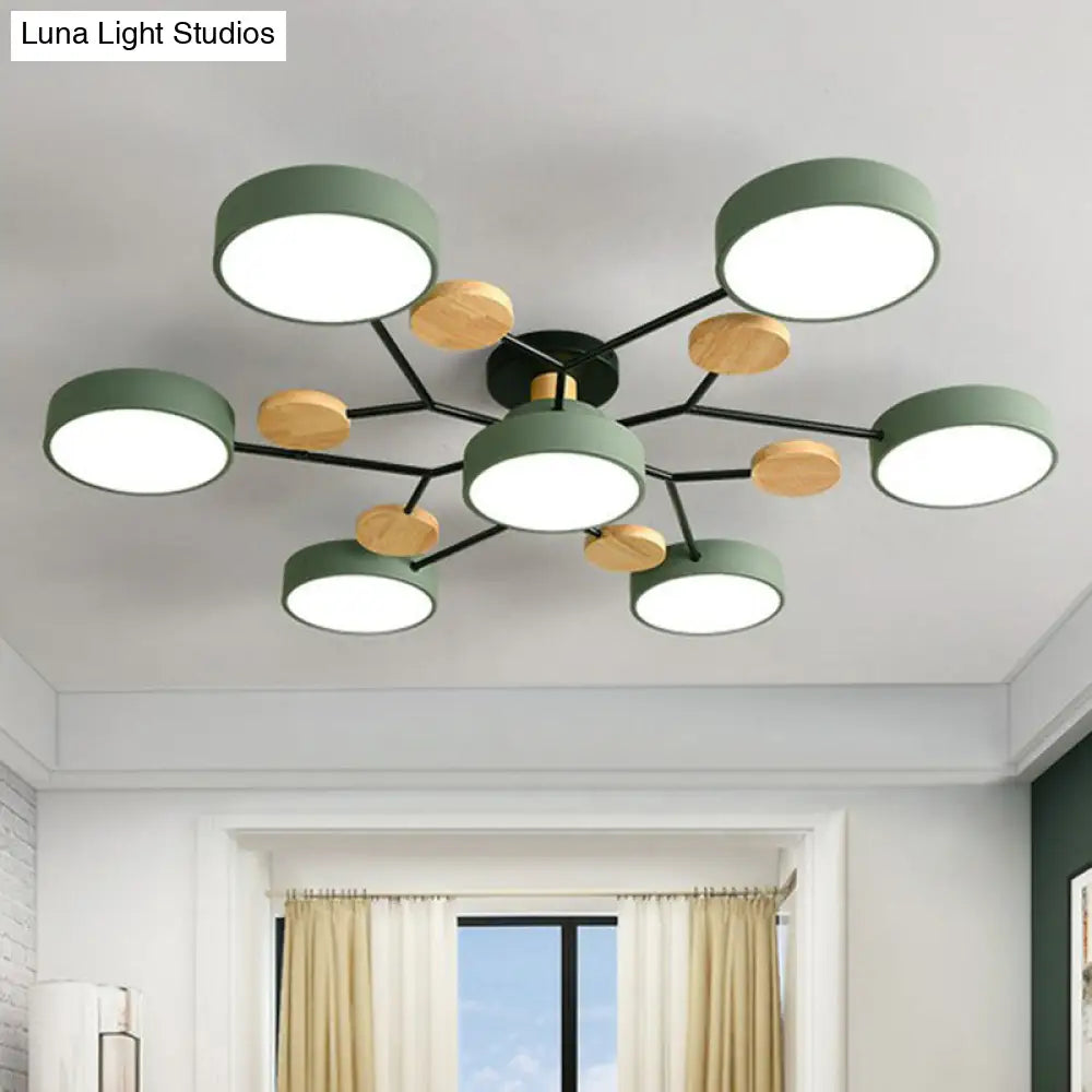 Simplistic 7-Head Acrylic Round Shade Led Ceiling Chandelier Light Fixture