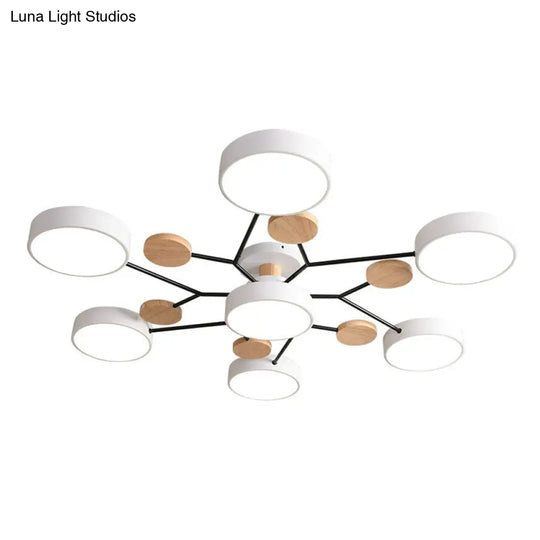 Simplistic 7-Head Acrylic Round Shade Led Ceiling Chandelier Light Fixture