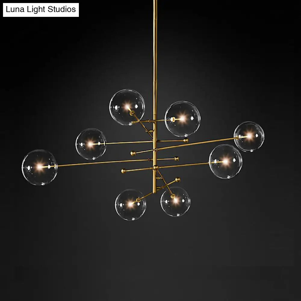 Simplistic 8-Light Dining Room Chandelier Pendant Lamp With Clear Glass Shade