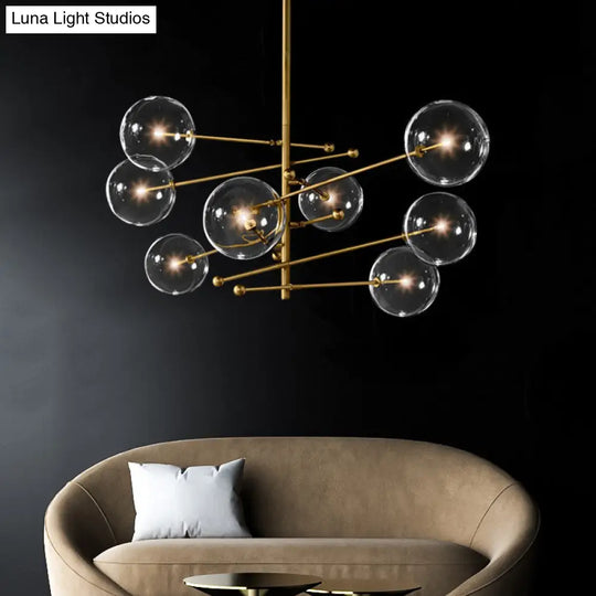 Simplistic 8-Light Dining Room Chandelier Pendant Lamp With Clear Glass Shade