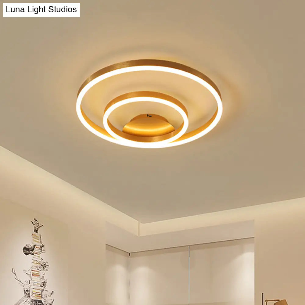 Simplistic Acrylic Led Ceiling Light In Gold - Small/Large Bedroom Flush Mount