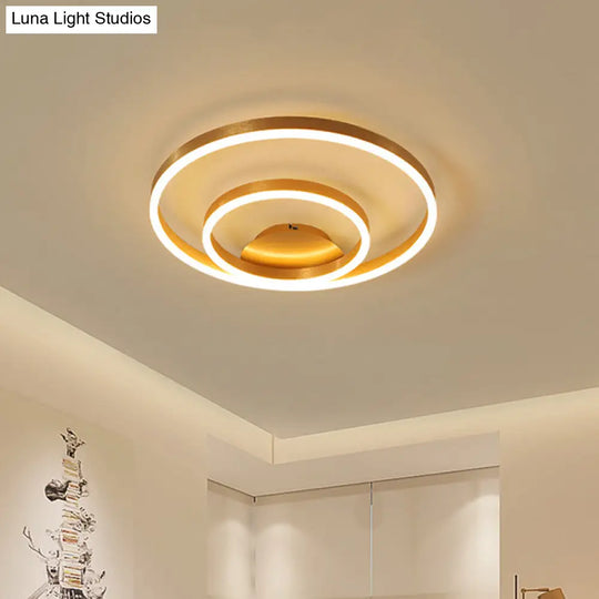 Simplistic Acrylic Led Ceiling Light In Gold - Small/Large Bedroom Flush Mount