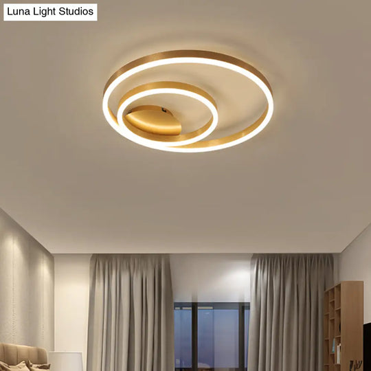 Simplistic Acrylic Led Ceiling Light In Gold - Small/Large Bedroom Flush Mount