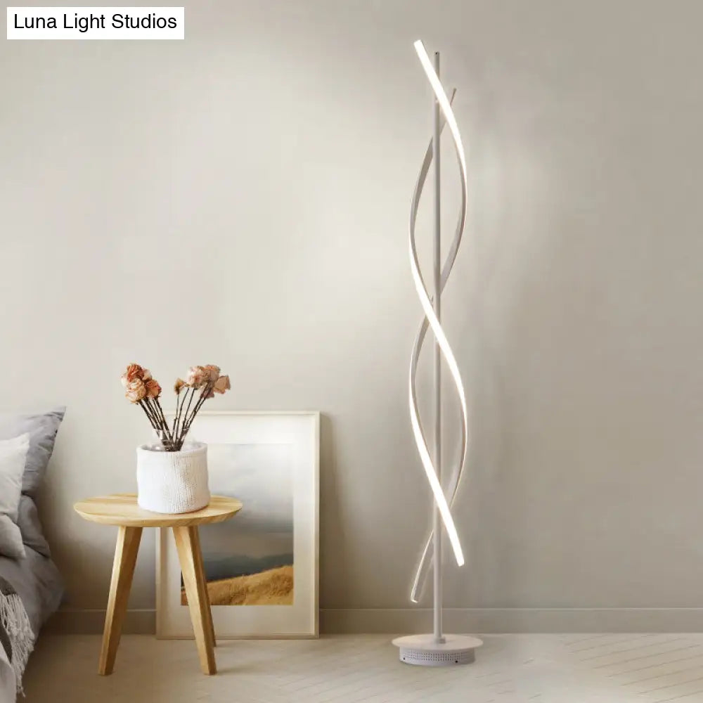 Simplistic Acrylic Spiral Led Floor Lamp - Ideal For Bedroom Reading