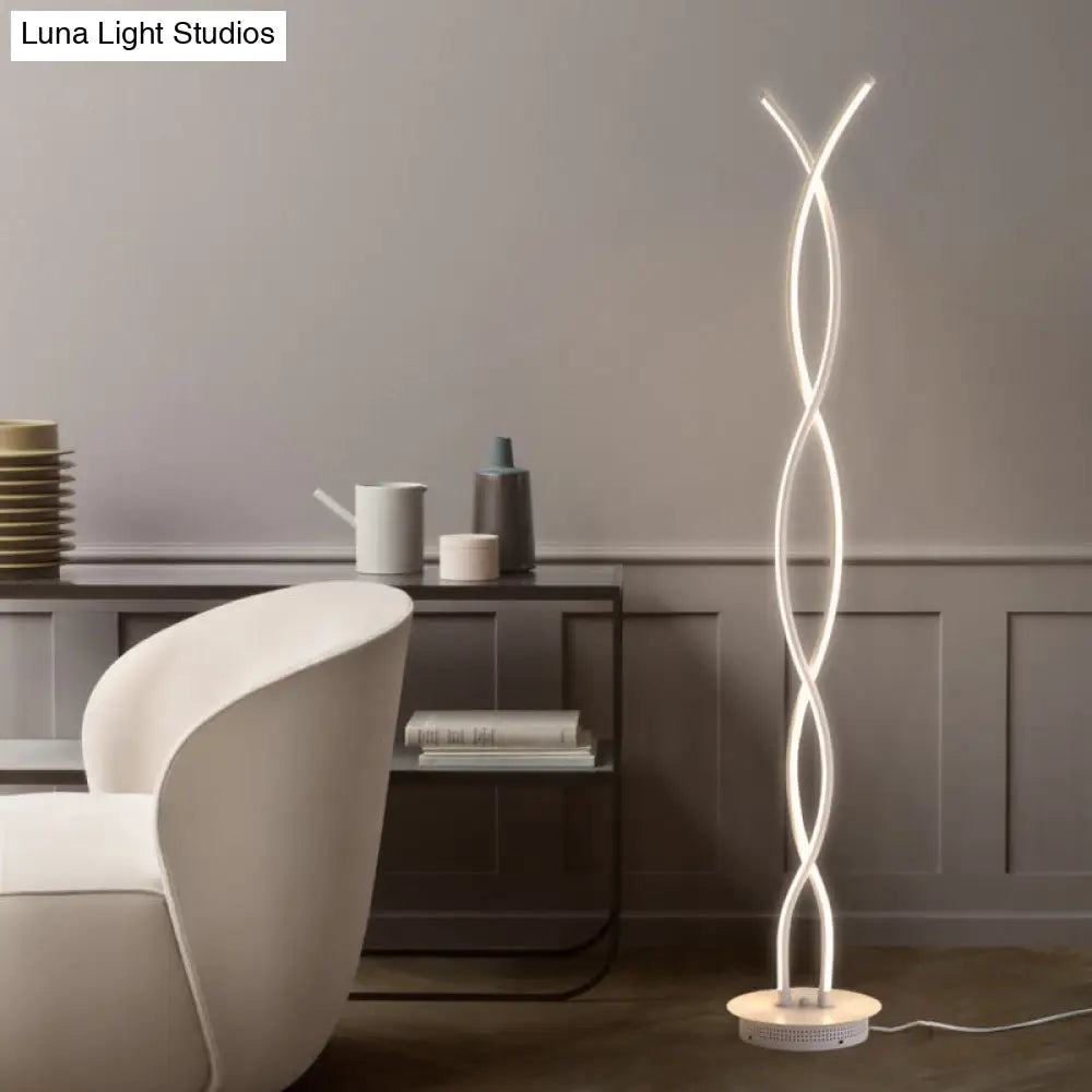 Simplistic Acrylic Spiral Led Floor Lamp - Ideal For Bedroom Reading