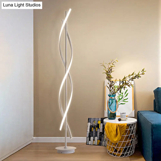 Simplistic Acrylic Spiral Led Floor Lamp - Ideal For Bedroom Reading