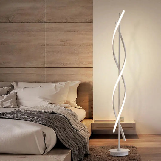 Simplistic Acrylic Spiral Led Floor Lamp - Ideal For Bedroom Reading White / A