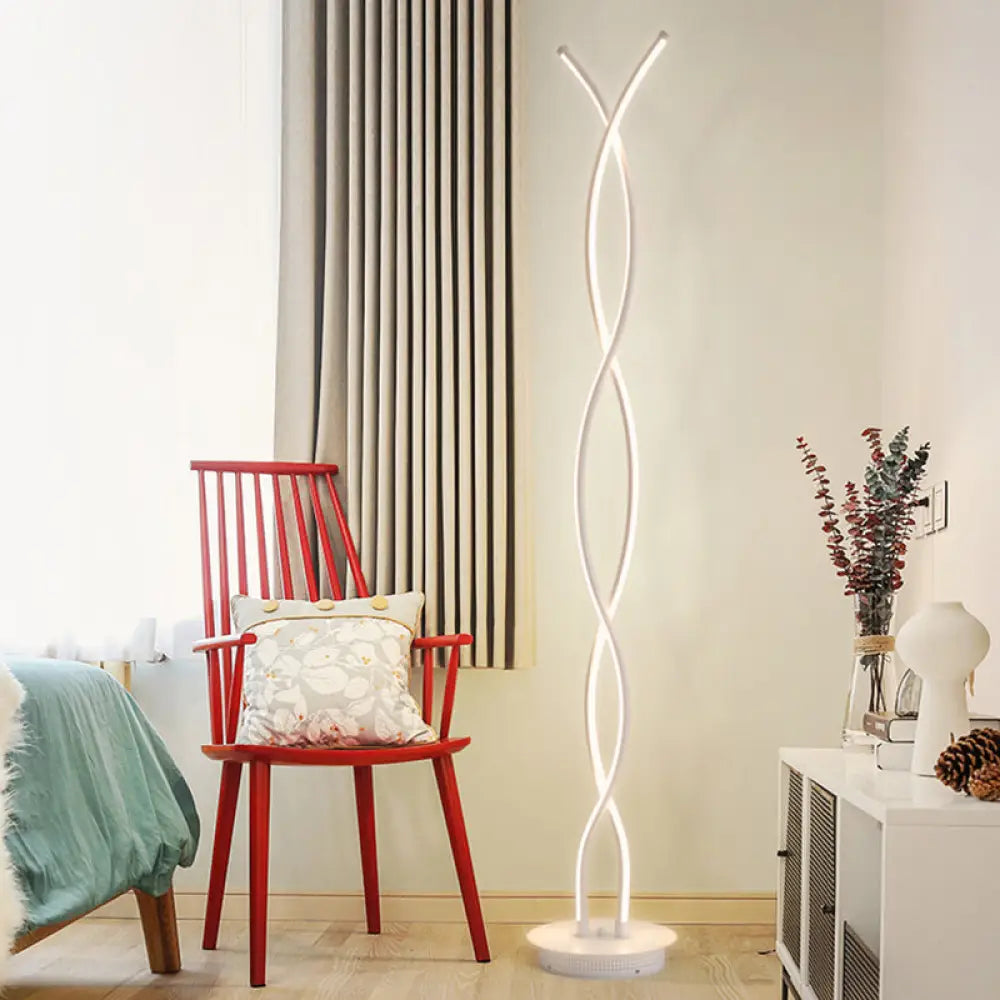 Simplistic Acrylic Spiral Led Floor Lamp - Ideal For Bedroom Reading White / B