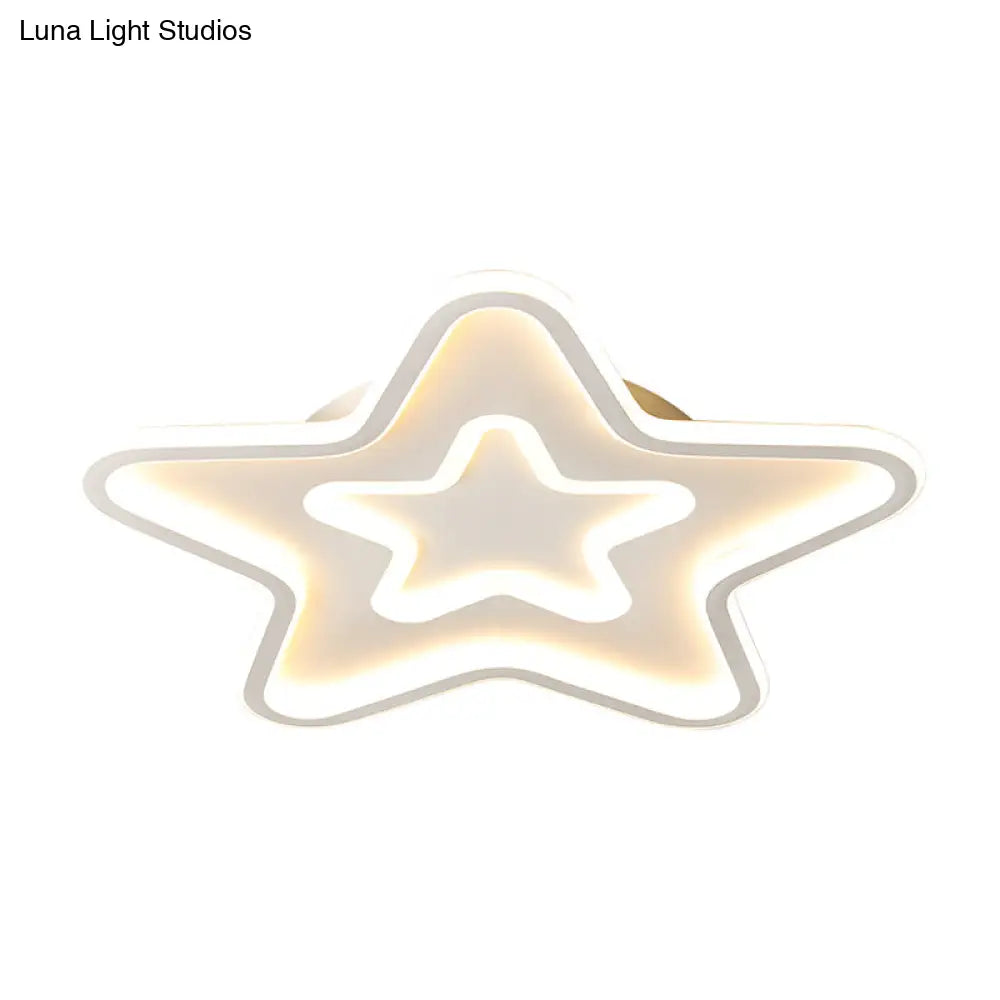 Simplistic Acrylic Star Led Flush Mount Lamp With Gold Finish - Ideal Ceiling Light For Childs Room