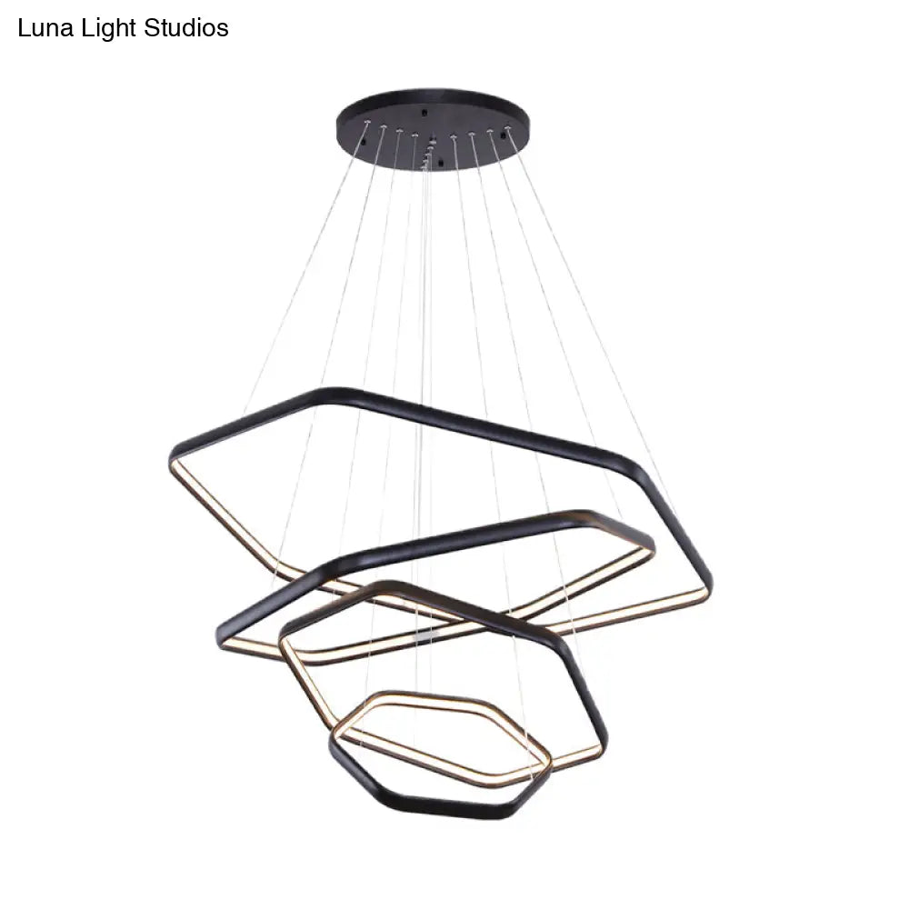 Simplicity Acrylic Led Hanging Lamp: Tiered Hexagonal Chandelier Pendant 1/2/3-Light