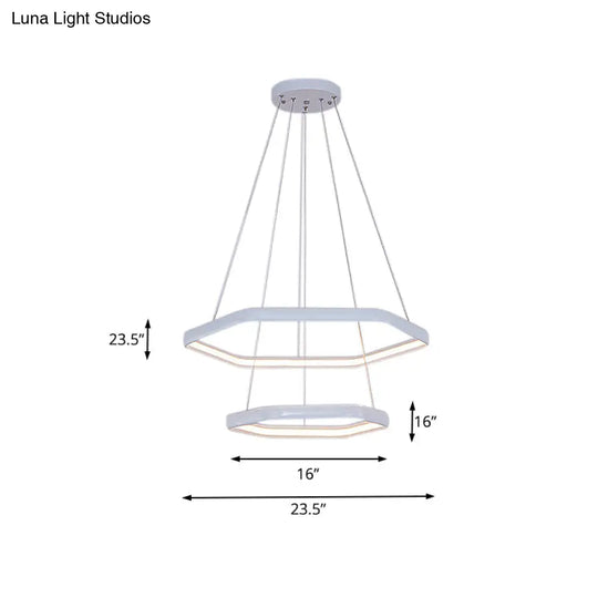 Simplistic Acrylic Tiered Hexagonal Led 1/2/3-Light Pendant Chandelier Hanging Lamp In