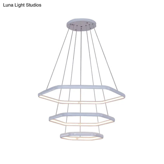 Simplicity Acrylic Led Hanging Lamp: Tiered Hexagonal Chandelier Pendant 1/2/3-Light