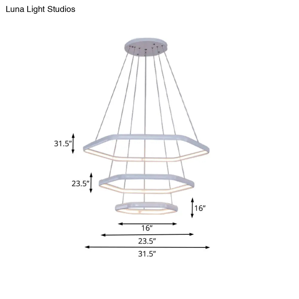 Simplistic Acrylic Tiered Hexagonal Led 1/2/3-Light Pendant Chandelier Hanging Lamp In