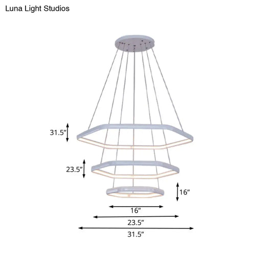 Simplistic Acrylic Tiered Hexagonal Led 1/2/3-Light Pendant Chandelier Hanging Lamp In