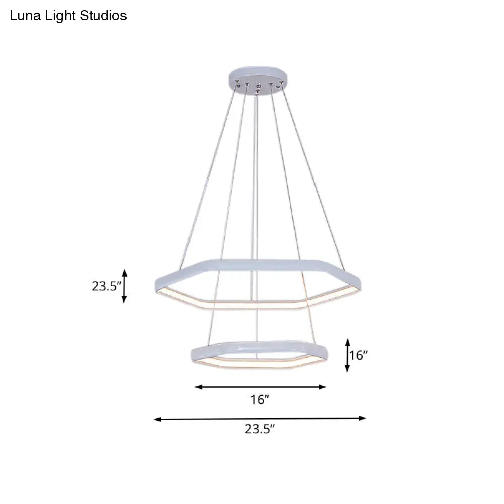 Simplicity Acrylic Led Hanging Lamp: Tiered Hexagonal Chandelier Pendant 1/2/3-Light