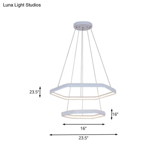 Simplicity Acrylic Led Hanging Lamp: Tiered Hexagonal Chandelier Pendant 1/2/3-Light