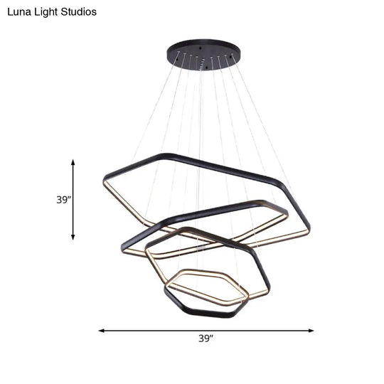 Simplicity Acrylic Led Hanging Lamp: Tiered Hexagonal Chandelier Pendant 1/2/3-Light