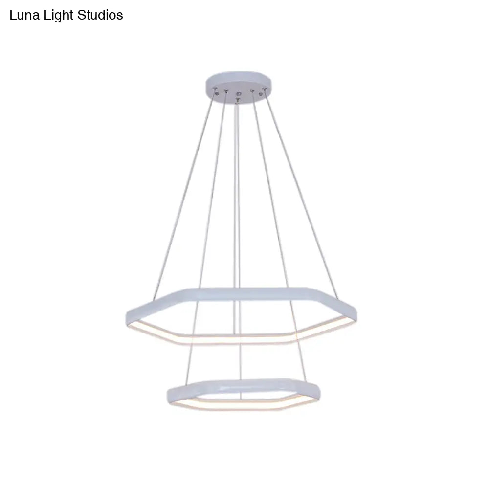 Simplicity Acrylic Led Hanging Lamp: Tiered Hexagonal Chandelier Pendant 1/2/3-Light