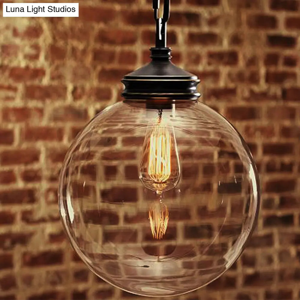 Simplicity Pendant Light: Clear Glass Sphere Hanging Light Fixture Ideal For Restaurants Single Bulb