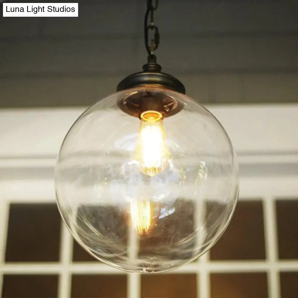 Simplistic Clear Glass Sphere Pendant Light Fixture | Restaurant Hanging (1-Bulb)