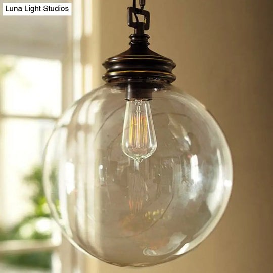 Simplistic Clear Glass Sphere Pendant Light Fixture | Restaurant Hanging (1-Bulb)
