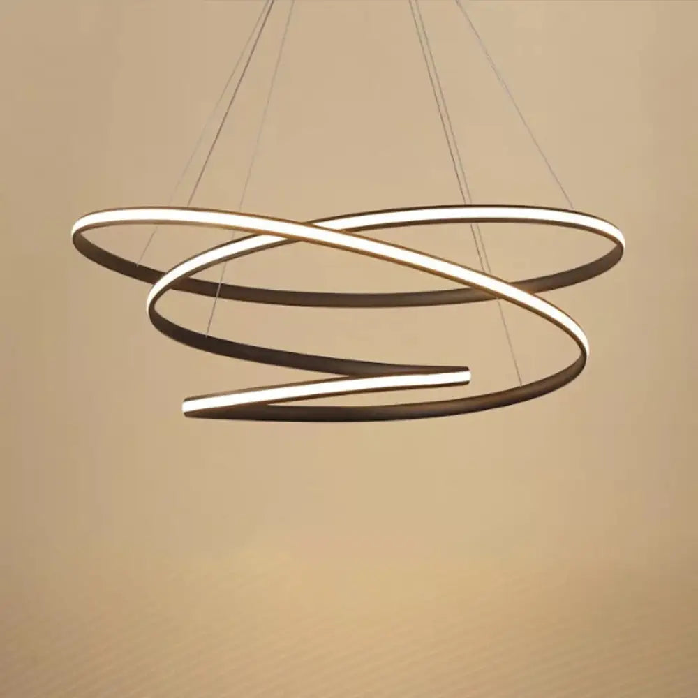 Simplistic Iron Circle Drop Lamp Led Chandelier In Coffee With Warm/White Light / Warm