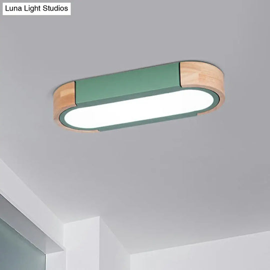 Simplistic Led Flush Mount Lighting Fixture For Living Room - Acrylic Oblong Shape