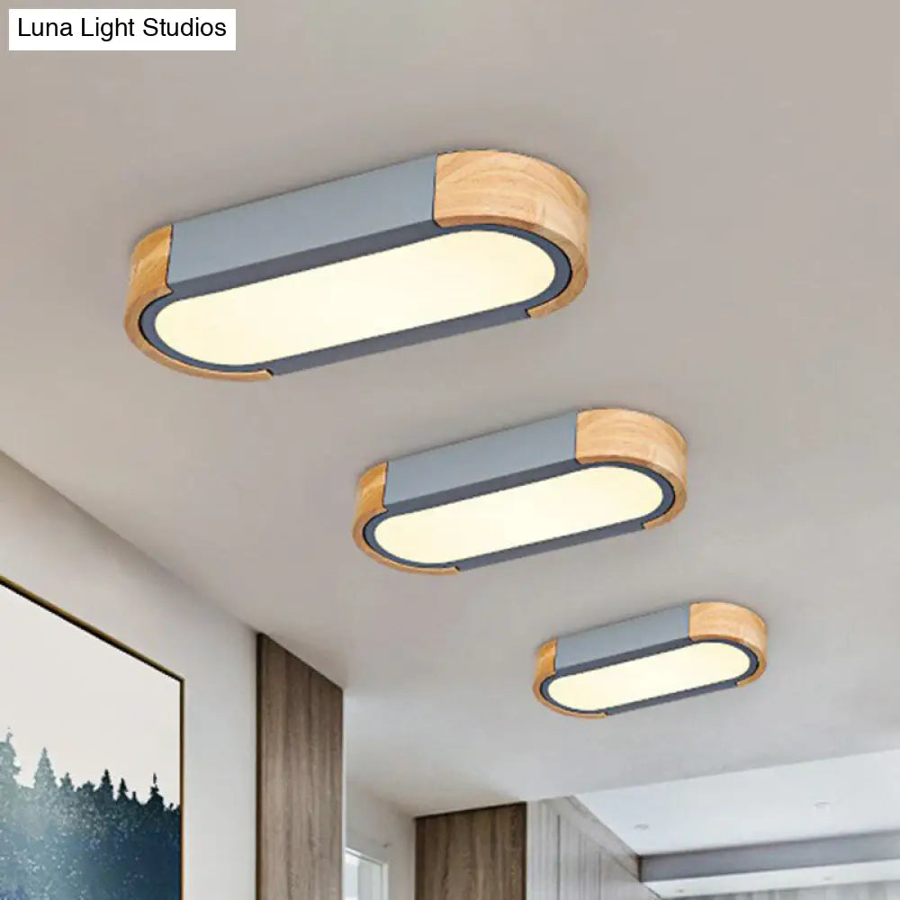 Simplistic Led Flush Mount Lighting Fixture For Living Room - Acrylic Oblong Shape