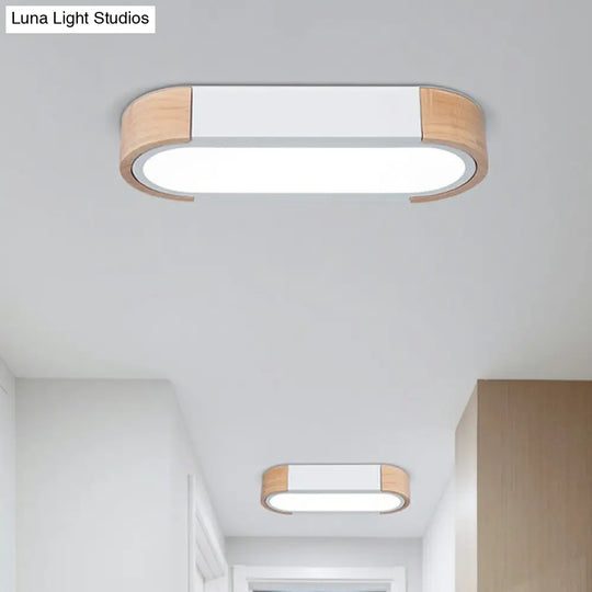 Simplistic Led Flush Mount Lighting Fixture For Living Room - Acrylic Oblong Shape