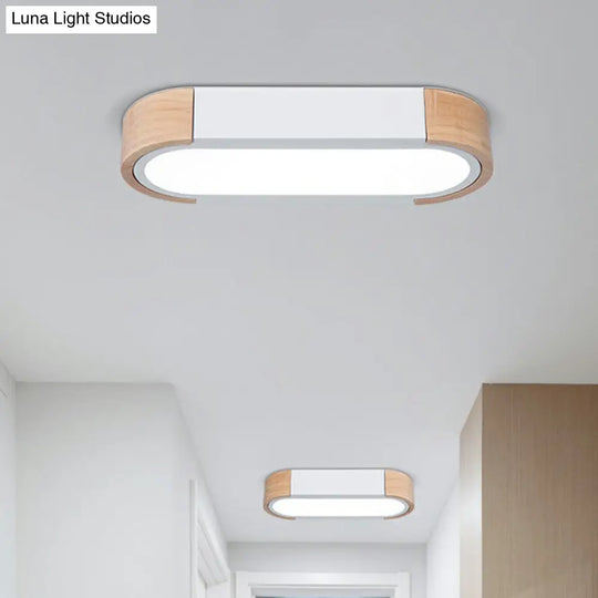 Simplistic Led Flush Mount Lighting Fixture For Living Room - Acrylic Oblong Shape