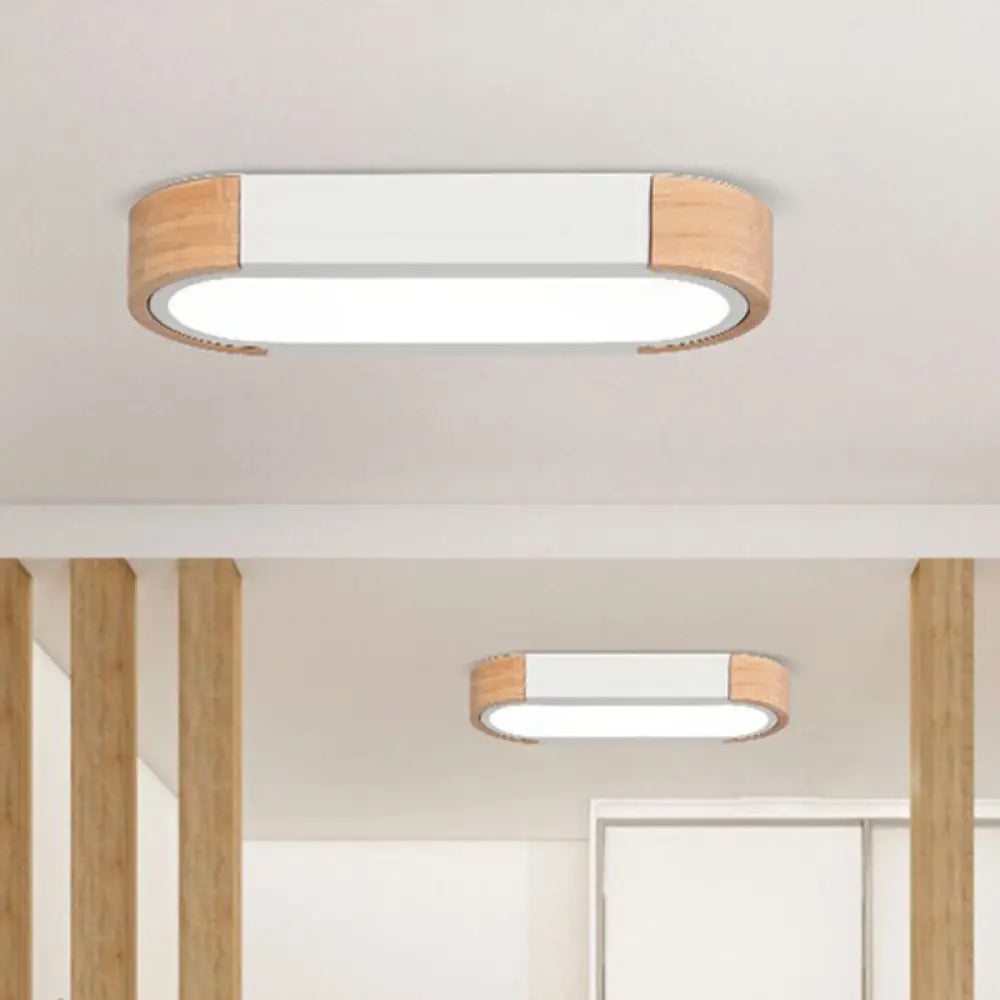 Simplistic Led Flush Mount Lighting Fixture For Living Room - Acrylic Oblong Shape White / Small