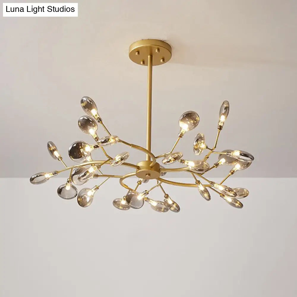 Simplistic Metal Swirling Chandelier Pendant Light With Led Ideal For Dining Room Decor 30 / Smoke