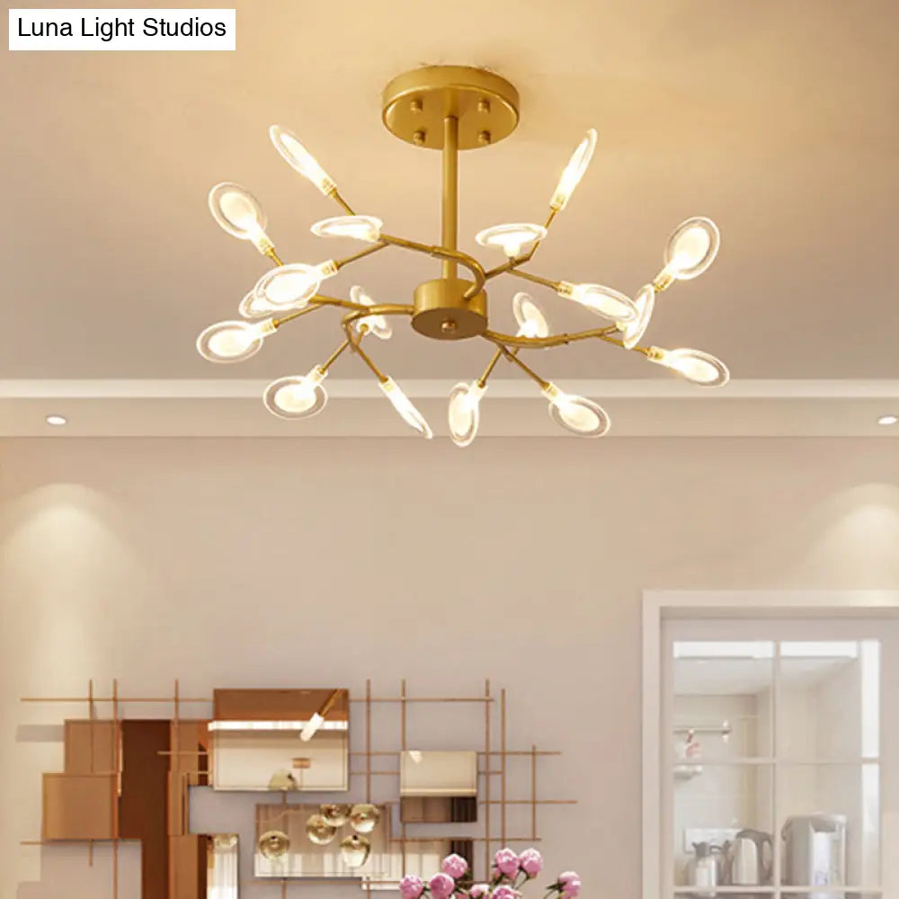 Simplistic Led Swirling Branch Chandelier Pendant Light For Dining Room