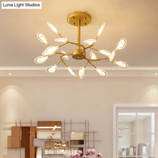 Simplistic Led Swirling Branch Chandelier Pendant Light For Dining Room