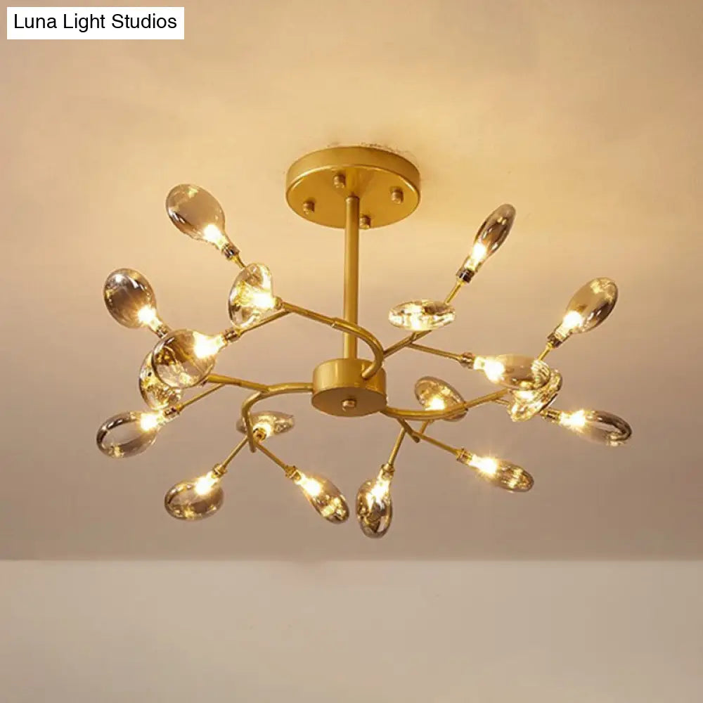 Simplistic Metal Swirling Chandelier Pendant Light With Led Ideal For Dining Room Decor 18 / Smoke