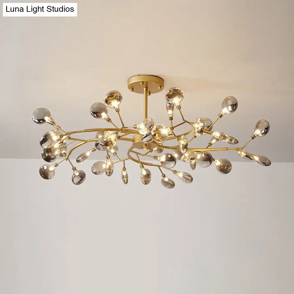 Simplistic Metal Swirling Chandelier Pendant Light With Led Ideal For Dining Room Decor 45 / Smoke