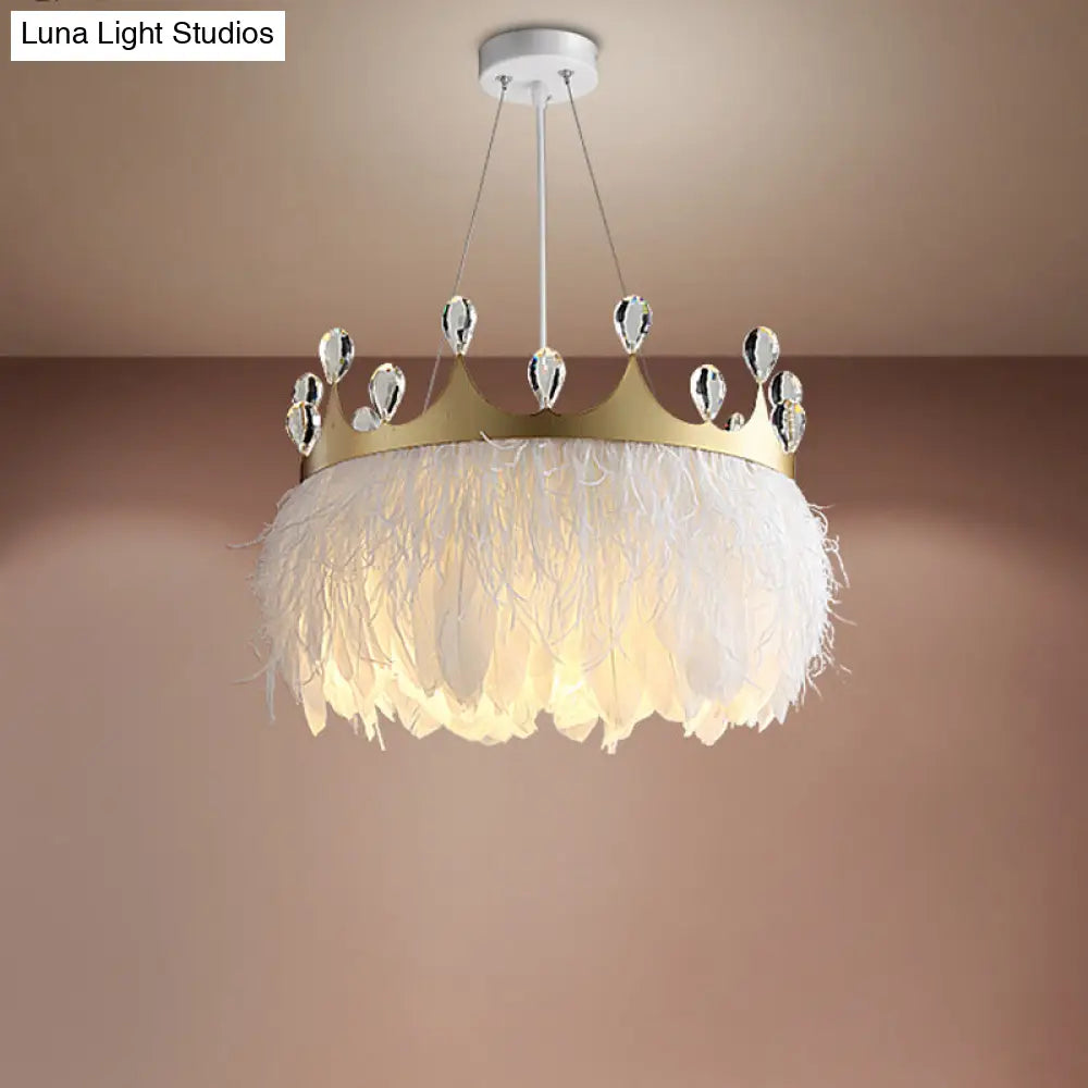 Simplistic Nordic Style 1-Light Crown Suspended Ceiling Lamp For Childrens Bedroom