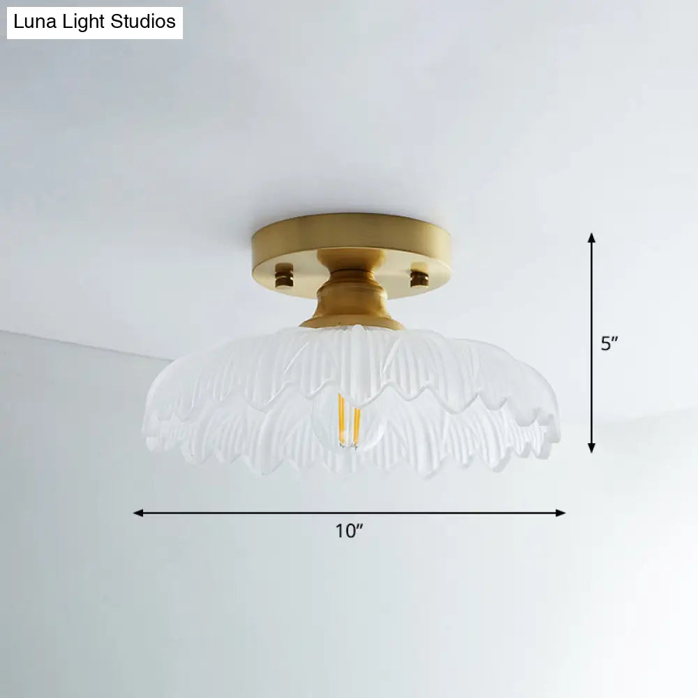 Single Brass Shaded Flushmount Bathroom Ceiling Light In Countryside Style