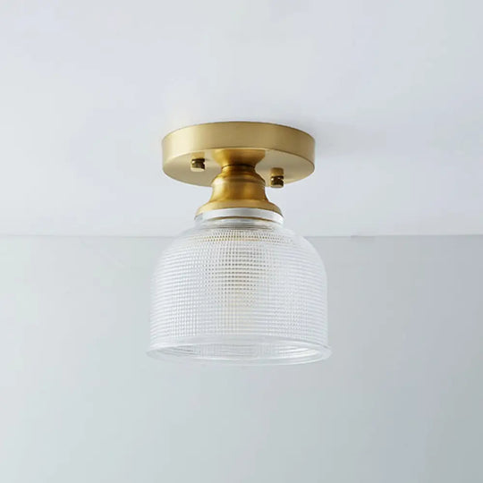 Single Brass Shaded Flushmount Bathroom Ceiling Light In Countryside Style / Bowl