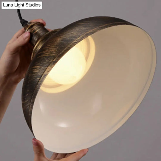 Single-Bulb Vintage Metal Pendant Lamp For Dining Room Pot Cover Hanging Design