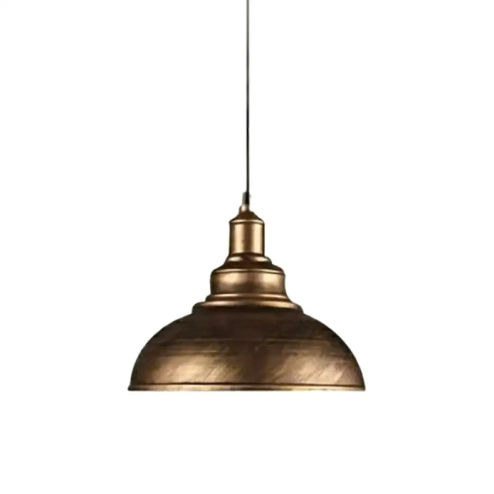 Single-Bulb Vintage Metal Pendant Lamp For Dining Room Pot Cover Hanging Design Bronze / 12’