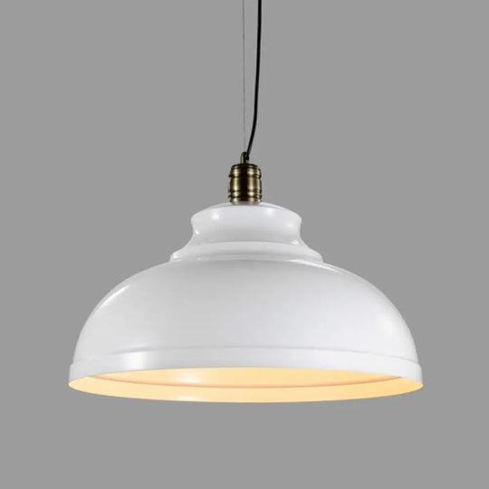 Single-Bulb Vintage Metal Pendant Lamp For Dining Room Pot Cover Hanging Design White / 12’