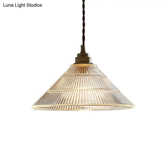 Clear Ribbed Glass Industrial Ceiling Pendant Light