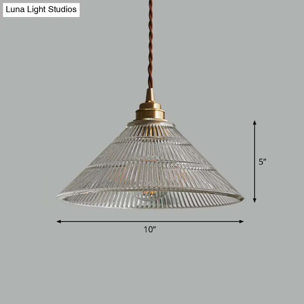 Clear Ribbed Glass Industrial Ceiling Pendant Light