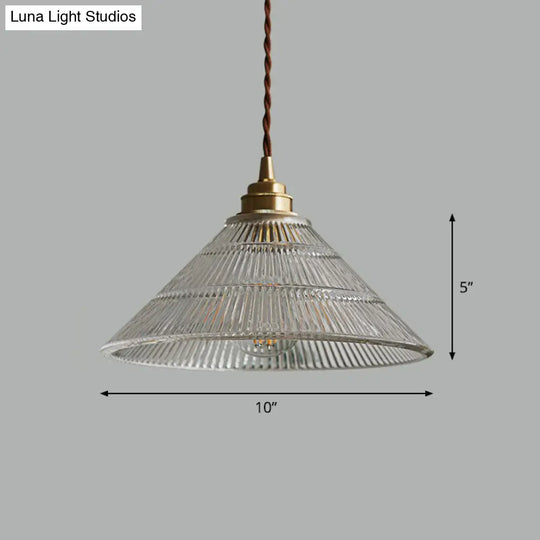 Clear Ribbed Glass Industrial Ceiling Pendant Light