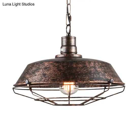 10/14/18 W Single Pendant Light Kit Industrial Barn Iron Hanging Lamp In Black/Rust With Tapered