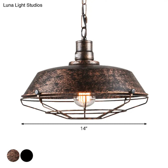 10/14/18 W Single Pendant Light Kit Industrial Barn Iron Hanging Lamp In Black/Rust With Tapered