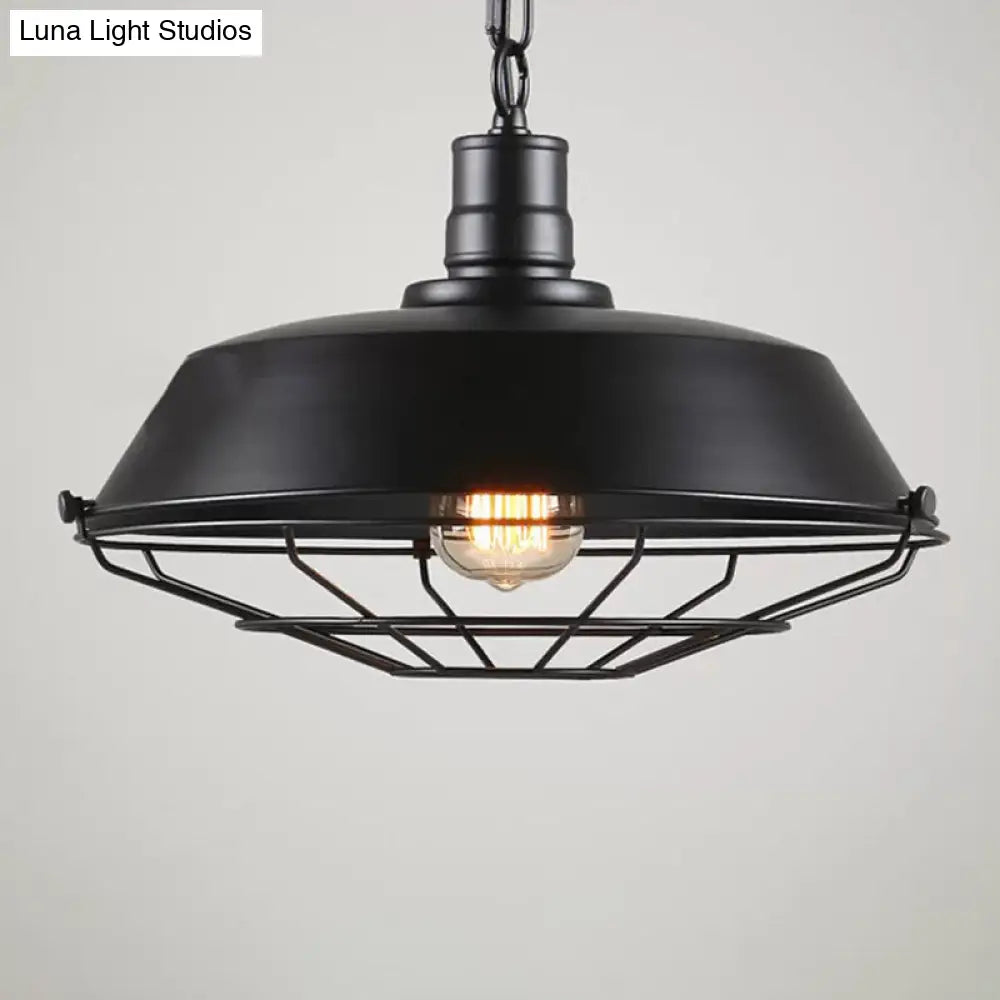 10/14/18 W Single Pendant Light Kit Industrial Barn Iron Hanging Lamp In Black/Rust With Tapered